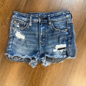 American Eagle Outfitters Ripped Blue Jean Shorts
